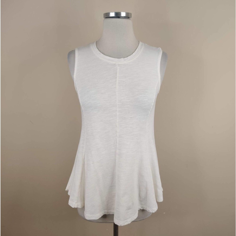 Eri + Ali White Flared Hem Tank Top 100% Cotton